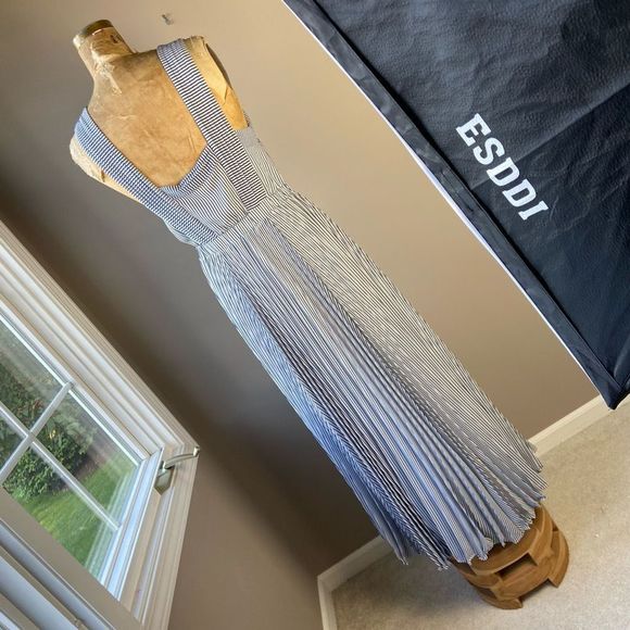 Maeve Anthropologie Darcy Striped Maxi dress with Bow SZ 10 - Picture 11 of 13